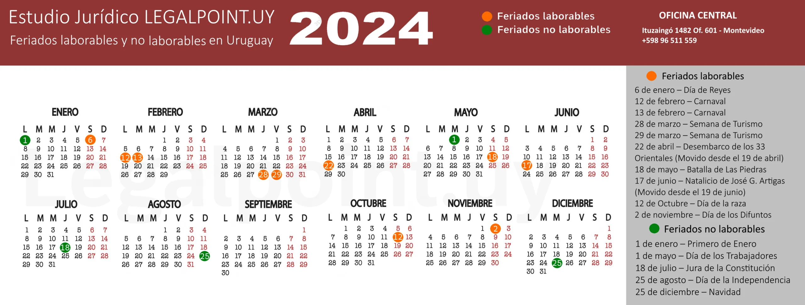 calendario-feriados-laborables-y-no-laborables-Uruguay-2024